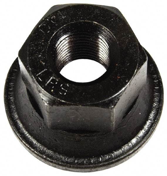 Dorman - 9/16-18 Black Oil Quench Finish Flanged Wheel Nut - 1-1/16" Hex, 1" OAL, 1.6 Diam Flange Seat Angle - Makers Industrial Supply