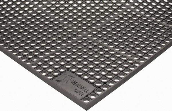 Wearwell - 5' Long x 3' Wide, Dry/Wet Environment, Anti-Fatigue Matting - Gray, CFR Rubber with Rubber Base, Beveled on 4 Sides - Makers Industrial Supply