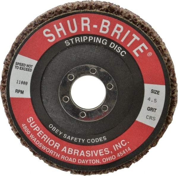 Superior Abrasives - 4-1/2" Coarse Grade Aluminum Oxide Deburring Disc - 7/8" Center Hole, Arbor Connection, 11,000 Max RPM - Makers Industrial Supply