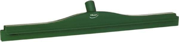 Vikan - 24" Rubber Blade Floor Squeegee - Double Edge, Green, Plastic Holder - Makers Industrial Supply