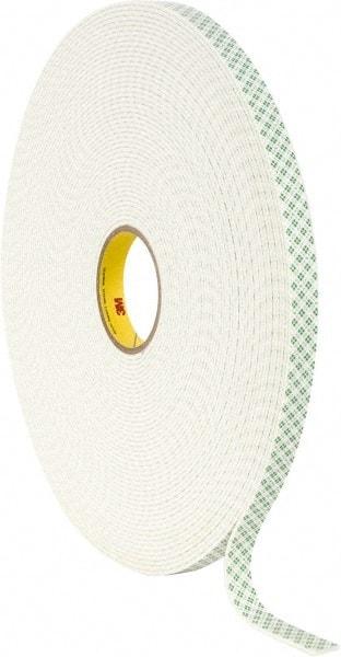 3M - 3/4" x 36 Yd Acrylic Adhesive Double Sided Tape - 1/8" Thick, Off-White, Urethane Foam Liner, Continuous Roll, Series 4008 - Makers Industrial Supply