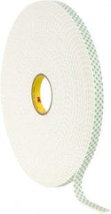 3M - 3/4" x 36 Yd Acrylic Adhesive Double Sided Tape - 1/8" Thick, Off-White, Urethane Foam Liner, Continuous Roll, Series 4008 - Makers Industrial Supply