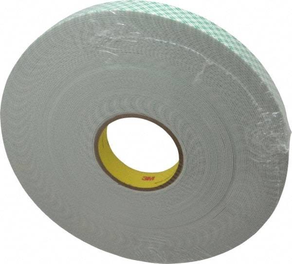 3M - 1" x 36 Yd Acrylic Adhesive Double Sided Tape - 1/16" Thick, Off-White, Urethane Foam Liner, Continuous Roll, Series 4016 - Makers Industrial Supply