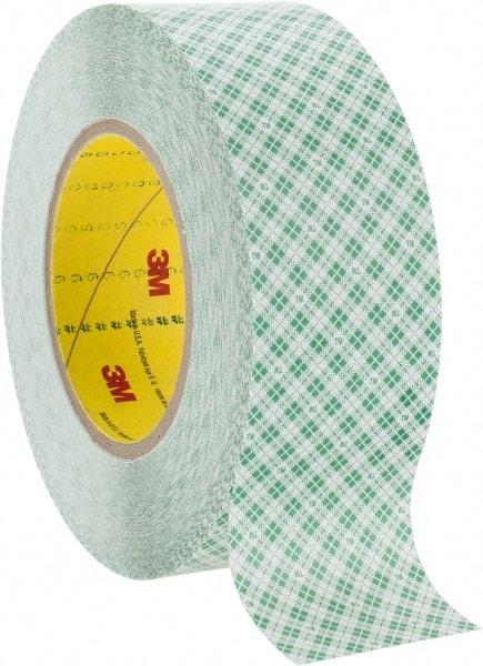 3M - 2" x 36 Yd Rubber Adhesive Double Sided Tape - 9 mil Thick, White, Polyethylene Film Liner, Continuous Roll, Series 9589 - Makers Industrial Supply