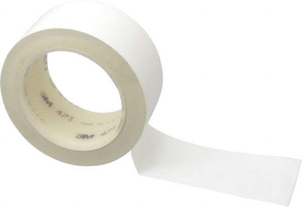 3M - White Solid Color Vinyl Tape - 2" Wide x 108' Long x 5.2 mil Thick, General Traffic - Makers Industrial Supply