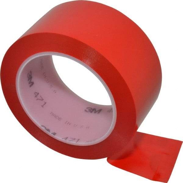 3M - Red Solid Color Vinyl Tape - 2" Wide x 108' Long x 5.2 mil Thick, General Traffic - Makers Industrial Supply