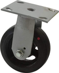 Fairbanks - 5" Diam x 2" Wide, Mold-On Rubber Rigid Caster - 675 Lb Capacity, Top Plate Mount, 4" x 4-1/2" Plate, Delrin Bearing - Makers Industrial Supply