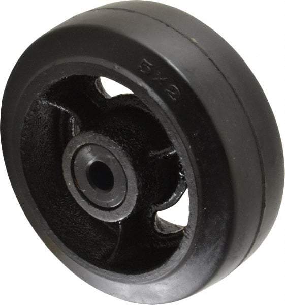 Fairbanks - 5 Inch Diameter x 2 Inch Wide, Rubber Caster Wheel - 675 Lb. Capacity, 2-3/16 Inch Hub Length, 1/2 Inch Axle Diameter, Delrin Bearing - Makers Industrial Supply