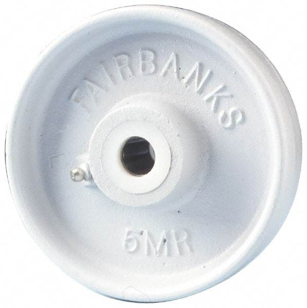 Fairbanks - 5 Inch Diameter x 2 Inch Wide, Cast Iron Caster Wheel - 1,000 Lb. Capacity, 2-1/4 Inch Hub Length, 5/8 Inch Axle Diameter, Plain Bearing - Makers Industrial Supply