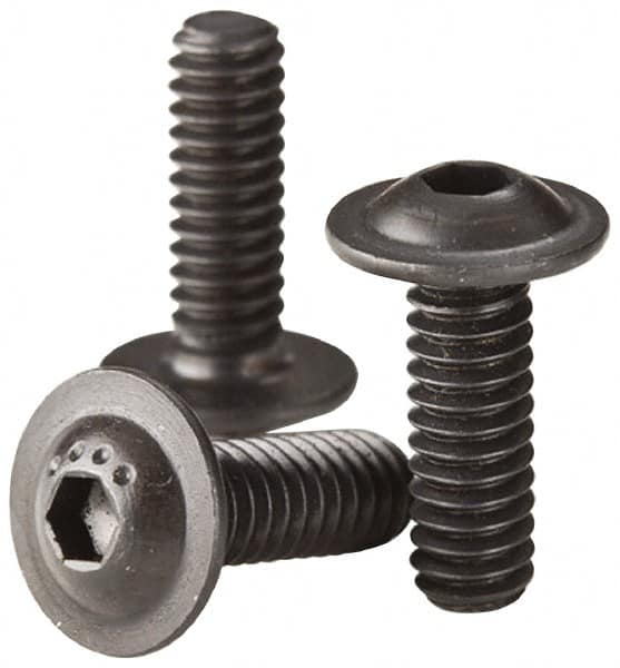 Made in USA - 5/16-18 UNC Hex Socket Drive, Button Screw - Alloy Steel, Black Oxide Finish, Fully Threaded, 3/8" Length Under Head - Makers Industrial Supply