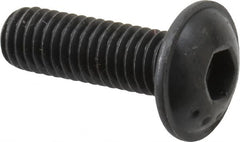 Made in USA - #10-32 UNF Hex Socket Drive, Button Screw - Alloy Steel, Black Oxide Finish, Fully Threaded, 5/8" Length Under Head - Makers Industrial Supply