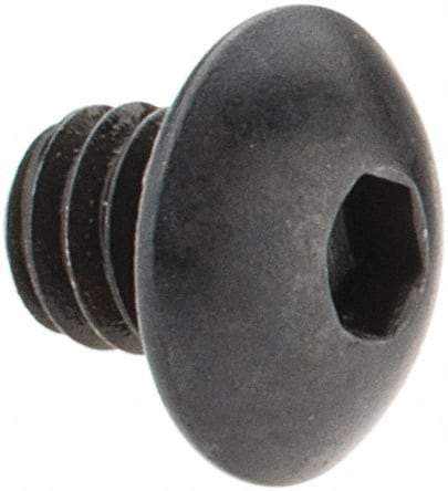 Made in USA - #8-32 UNC Hex Socket Drive, Button Screw - Alloy Steel, Black Oxide Finish, Fully Threaded, 3/16" Length Under Head - Makers Industrial Supply