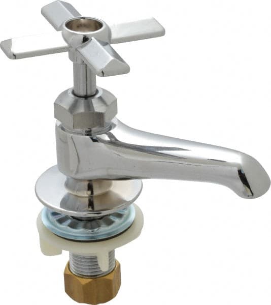 B&K Mueller - Standard, One Handle Design, Chrome, Round Deck Plate Single Mount Faucet - 4 Spoke Handle - Makers Industrial Supply