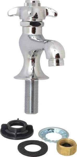 B&K Mueller - Standard, One Handle Design, Chrome, Round Deck Plate Single Mount Faucet - 4 Spoke Handle - Makers Industrial Supply