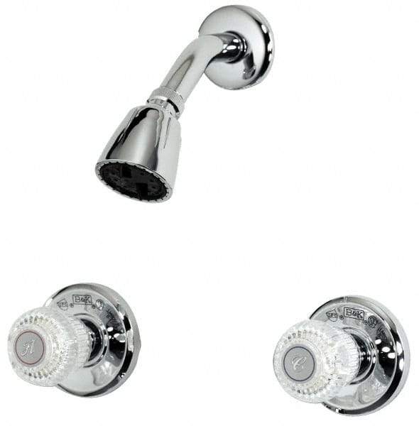 B&K Mueller - Concealed, Two Handle, Chrome Coated, Brass, Valve and Shower Head - Knob Handles, 8 Inch Mounting Centers, Acrylic Handles - Makers Industrial Supply