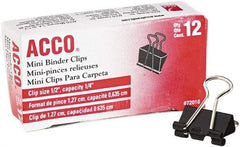 ACCO - 1/2" Wide Binder Clip - Black/Silver - Makers Industrial Supply