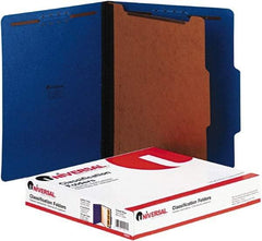 UNIVERSAL - 8-1/2 x 11", Letter Size, Blue, Classification Folders with Top Tab Fastener - 2/5 Tab Cut Location - Makers Industrial Supply