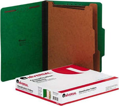 UNIVERSAL - 8-1/2 x 11", Letter Size, Emerald Green, Classification Folders with Top Tab Fastener - 2/5 Tab Cut Location - Makers Industrial Supply