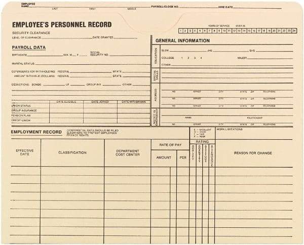 Quality Park - 11-3/4 x 9-1/2", Letter Size, Manilla, Personnel File Folder - 11 Point Stock - Makers Industrial Supply