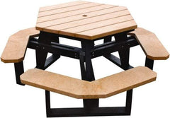 Vestil - 69-1/2" Long x 69-1/2" Wide x 30-1/2" High Stationary Activity/Utility Table without Back Rests - ADA Version - Cedar & Black, Plastic - Makers Industrial Supply