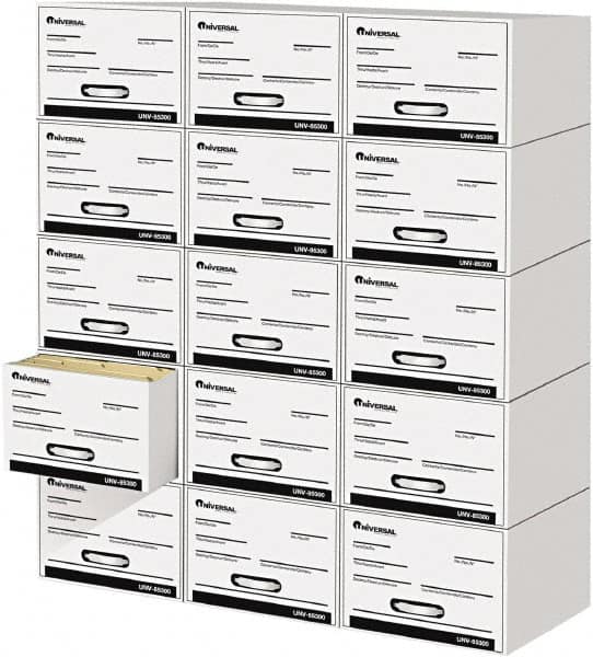 UNIVERSAL - 15 Compartment, 14 Inch Wide x 25-1/2 Inch Deep x 11-1/2 Inch High, File Storage Box - Plastic, White - Makers Industrial Supply