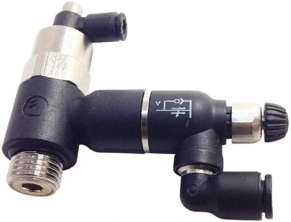 Legris - Speed & Flow Control Valves   Valve Type: Piloted Non-Return w/Flow Regulator & Exhaust    Male Thread Size: 1/4 - Makers Industrial Supply