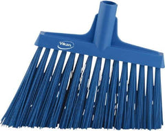 Vikan - 9-1/2" Wide, Blue Synthetic Bristles, Angled Broom - Makers Industrial Supply