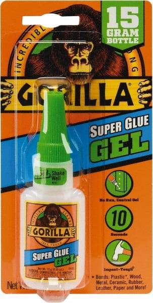 Gorilla Glue - 0.53 oz Bottle Clear Super Glue - 24 hr Full Cure Time, Bonds to Most Surfaces - Makers Industrial Supply