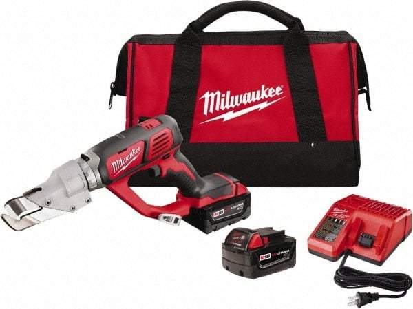 Milwaukee Tool - 3,000 SPM, 18 Volt, Inline Handle, Handheld Cordless Shear - 18 Gauge (Mild Steel) Cutting Capacity - Makers Industrial Supply