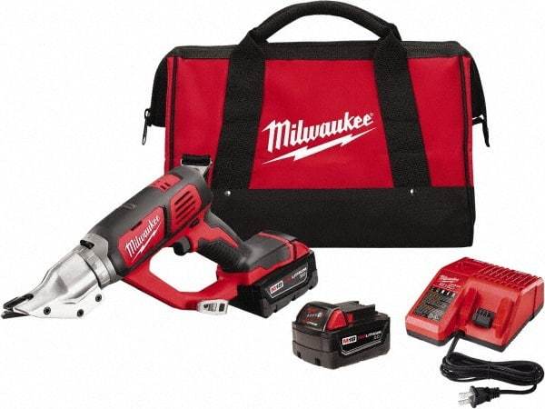 Milwaukee Tool - 3,000 SPM, 18 Volt, Inline Handle, Handheld Cordless Shear - 18 Gauge (Mild Steel) Cutting Capacity - Makers Industrial Supply