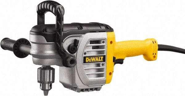 DeWALT - 1/2" Keyed Chuck, 330 & 1,300 RPM, End Handle Electric Drill - 11 Amps, 120 Volts, Reversible, Includes Chuck Key with Holder & 2-Position Side Handle - Makers Industrial Supply