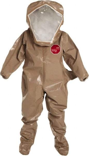 Dupont - Size 4XL, Tan, Chemical, Disposable Encapsulated Suit - Attached Hood, Elastic Ankle, Elastic Wrist - Makers Industrial Supply