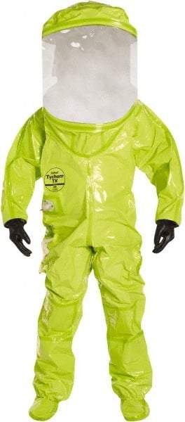 Dupont - Size 3XL, High Visibility Lime, Chemical, Disposable Encapsulated Suit - Attached Hood, Elastic Ankle, Elastic Wrist - Makers Industrial Supply