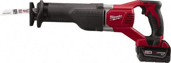 Milwaukee Tool - 18V, 0 to 3,000 SPM, Cordless Reciprocating Saw - 1-1/8" Stroke Length, 19" Saw Length, 1 Lithium-Ion Battery Included - Makers Industrial Supply