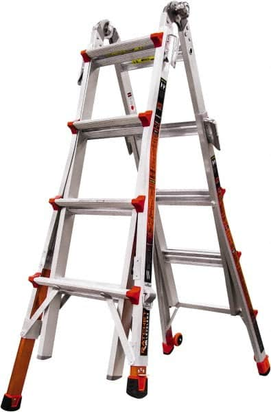 Little Giant Ladder - 14 Steps, 15' High, Type IA Rating, Aluminum Multi-Use Ladder - 300 Lb Load Capacity, 23" Base Width - Makers Industrial Supply