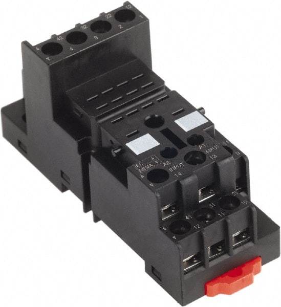 Schneider Electric - 250 Volt, 10 Amp, Flat Relay Socket - DIN Rail Mount, Panel Mount, IP20, Box Lug Mixed Terminal - Makers Industrial Supply