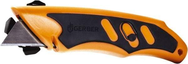 Gerber - Fixed Utility Knife - 1.3" Carbon Steel Blade, Orange & Black Rubber Handle, 1 Blade Included - Makers Industrial Supply