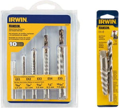 Irwin Hanson - 12 Piece Spiral Flute Screw Extractor & Drill Set - Screw Range 3/16 to 3/4, 5/8 to 7/8" - Makers Industrial Supply