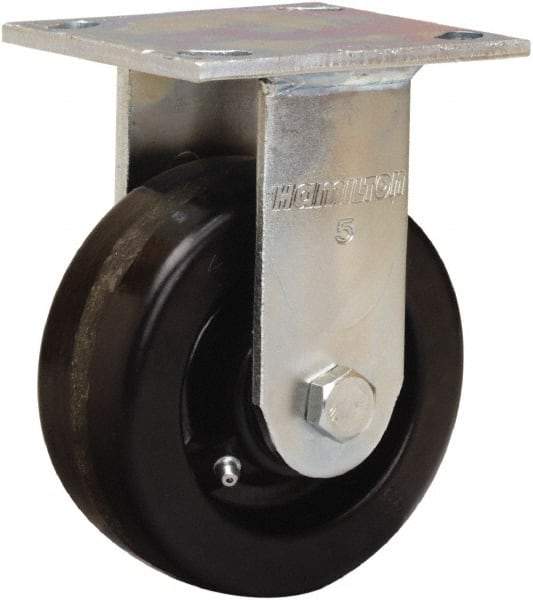 Hamilton - 5" Diam x 2" Wide x 7" OAH Top Plate Mount Rigid Caster - Phenolic, 1,000 Lb Capacity, Straight Roller Bearing, 4 x 4-1/2" Plate - Makers Industrial Supply