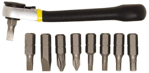 General - 9 Piece, Screwdriver Mini-Ratchet Bit Kit - #1 & #2 Phillips - Makers Industrial Supply