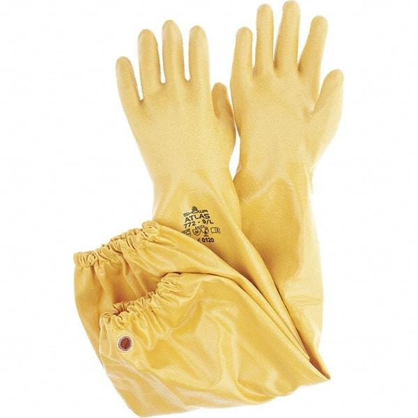 SHOWA - 12 mil Thick, Chemical Resistant Gloves - 26" GOLD LRG 1/PR CHEM RESISTANT NITRL GLV - Makers Industrial Supply