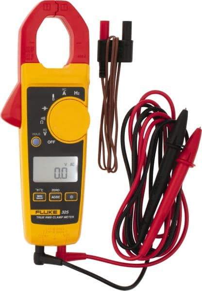 Fluke - 325, CAT IV, CAT III, Digital True RMS Clamp Meter with 1.18" Clamp On Jaws - 600 VAC/VDC, 400 AC/DC Amps, Measures Voltage, Capacitance, Continuity, Frequency, Resistance, Temperature - Makers Industrial Supply