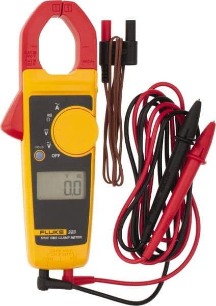 Fluke - 323, CAT IV, CAT III, Digital True RMS Clamp Meter with 1.18" Clamp On Jaws - 600 VAC/VDC, 400 AC Amps, Measures Voltage, Continuity, Current, Resistance - Makers Industrial Supply