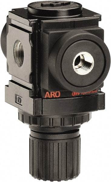 ARO/Ingersoll-Rand - 1/8 NPT Port, 45 CFM, Aluminum Miniature Regulator - 0 to 140 psi Range, 250 Max psi Supply Pressure, 1/8" Gauge Port Thread, 2.913" Wide x 3-9/16" High - Makers Industrial Supply