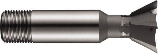 DORMER - 1-1/2" Diam x 0.6299" Width of Cut, 60° Included Angle, High Speed Steel Dovetail Cutter - 1" Shank Diam, Uncoated - Makers Industrial Supply