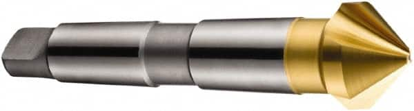 DORMER - 3 Flute 90° High Speed Steel Countersink - TiN Finish, 106mm OAL, Single End, Morse Taper Shank, Right Hand Cut - Makers Industrial Supply