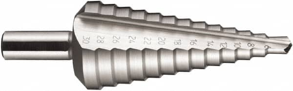 DORMER - 13 Hole Sizes, 6 to 30mm Hole Diam High Speed Steel Step Drill Bit - Makers Industrial Supply