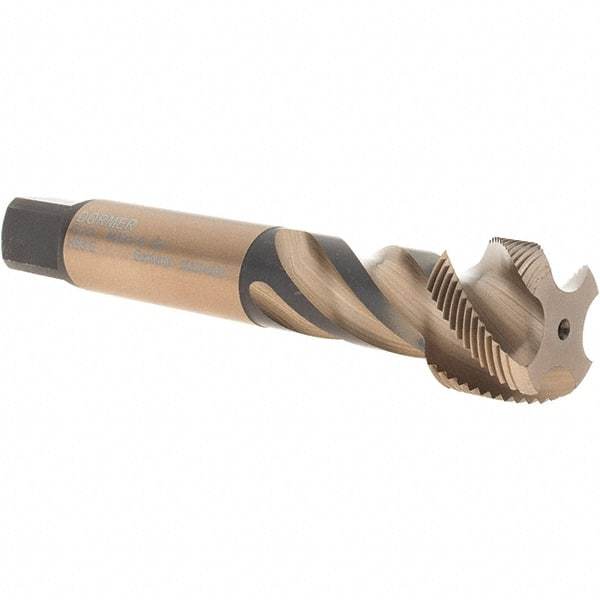 DORMER - M28x1.50 Metric Fine 4 Flute 6H Bottoming Spiral Flute Tap - Cobalt, Bright Finish, 140mm OAL, Right Hand Flute, Right Hand Thread, Series EX10 - Makers Industrial Supply