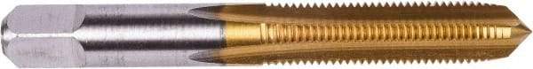 Union Butterfield - 3/4-16 UNF 3B 4 Flute TiN Finish High Speed Steel Straight Flute Standard Hand Tap - Bottoming, Right Hand Thread, 4-1/4" OAL, 2" Thread Length, H3 Limit, Oversize - Exact Industrial Supply