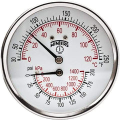 Winters - 3" Dial, 1/2 Thread, 0-200 Scale Range, Pressure Gauge - Center Back Connection Mount, Accurate to 0.03% of Scale - Makers Industrial Supply